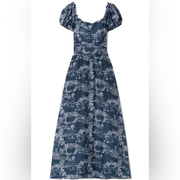 LoveShackFancy Dress Bridget Frayed Maxi in Blue Storm - Picture 13 of 13